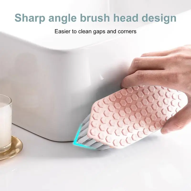 Bathroom Scrubber Brush Cleaning Brush Comfort Grip & Flexible Stiff Bristles Triangle Head Heavy Duty Floor Scrub V-shaped