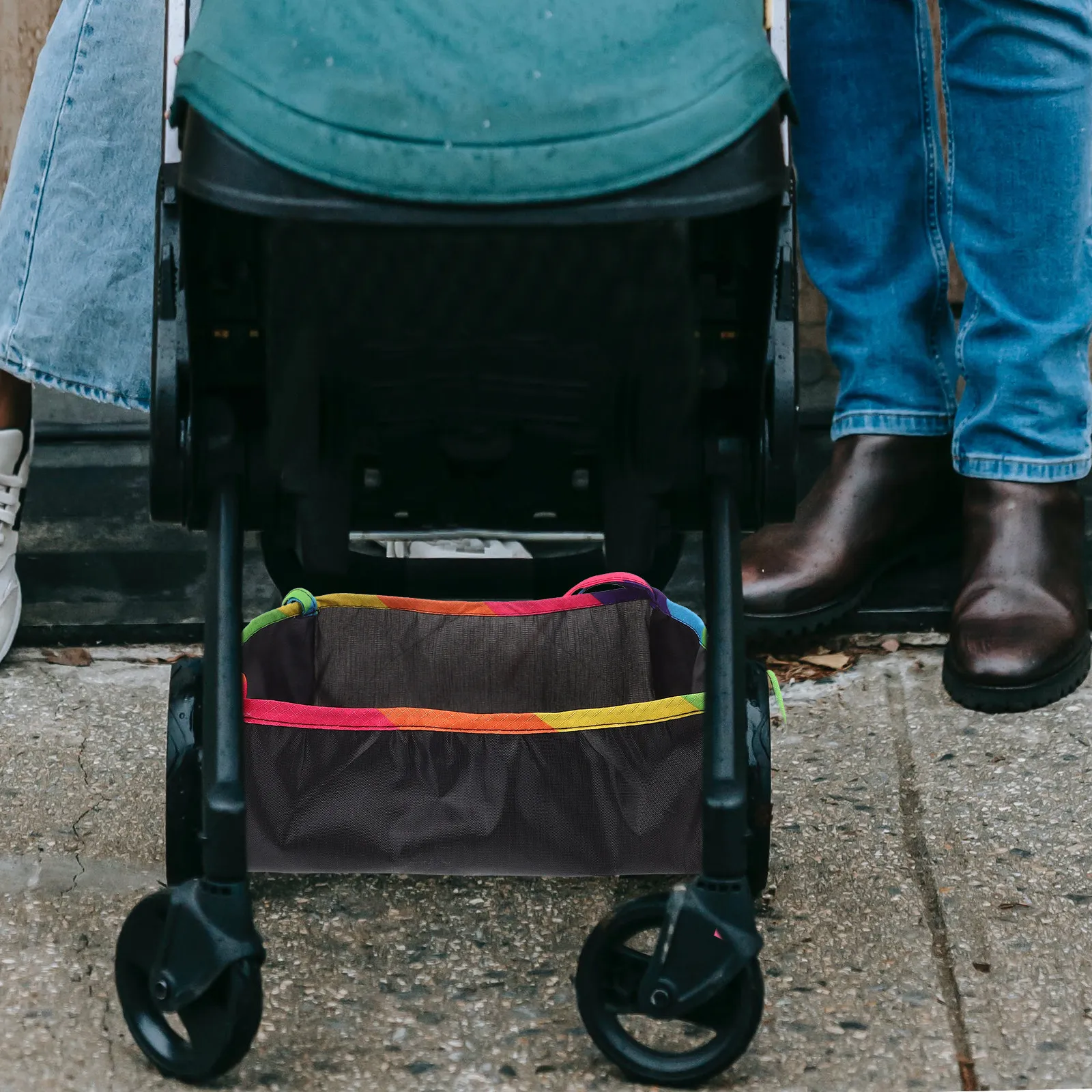 

Multi-Use Stroller Bottom Storage Bag for Baby Stroller Organizer with Safe Material Easy Access for Travel Shopping Commute