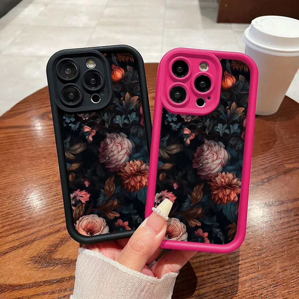 Weiche Blumenblätter Silikon Handyhülle für iPhone 17 Pro Max 16 15 14 13 12 11 7 Plus SE 8 XS Air stoßfeste Hüllen Abdeckung