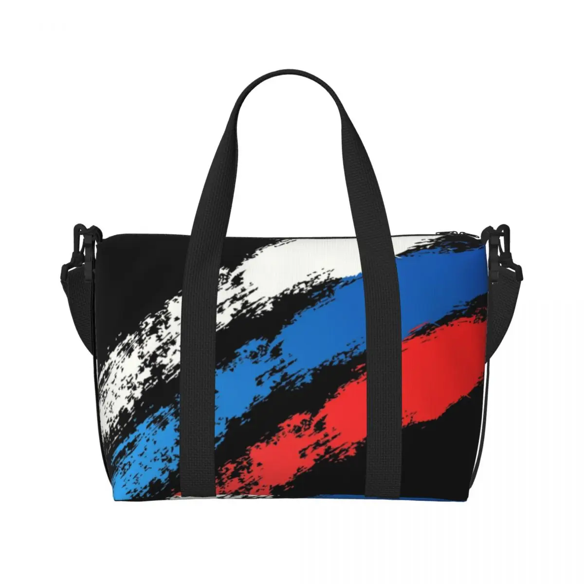 

Custom Russia Flag Russian Pride Beach Tote Bag Women Big Compartment Gym Beach Travel Bags