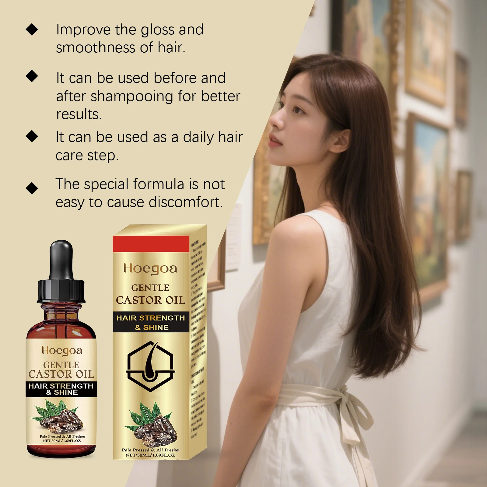 Castor Oil Pure Natural Deep Nourish Scalp Reduce Hair Loss And Split Ends Boost Hair Thickness Add Healthy Shine Hair Care Oil