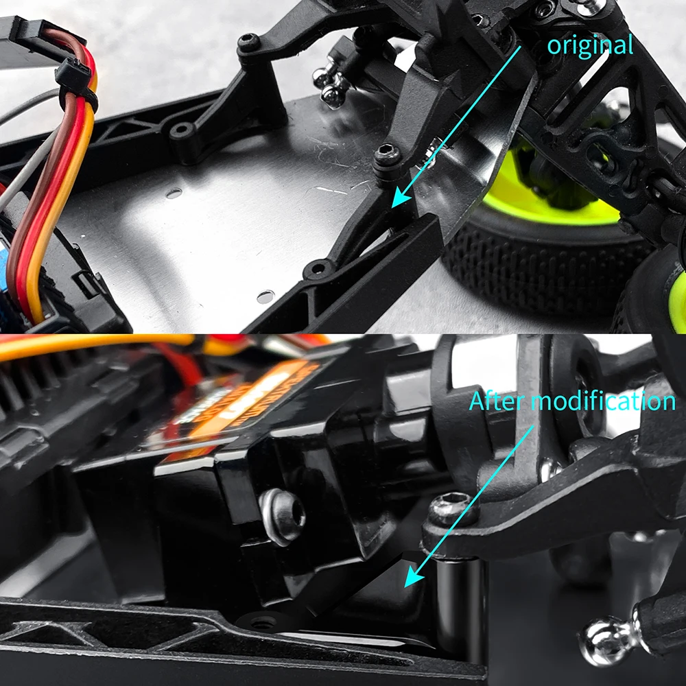 MIBIDAO 2-teiliges Vorderstreben-Set aus Aluminiumlegierung, Servohalterung für 1/18 RC Car Mini-T 2.0 1/16 Mini-B-Zubehör