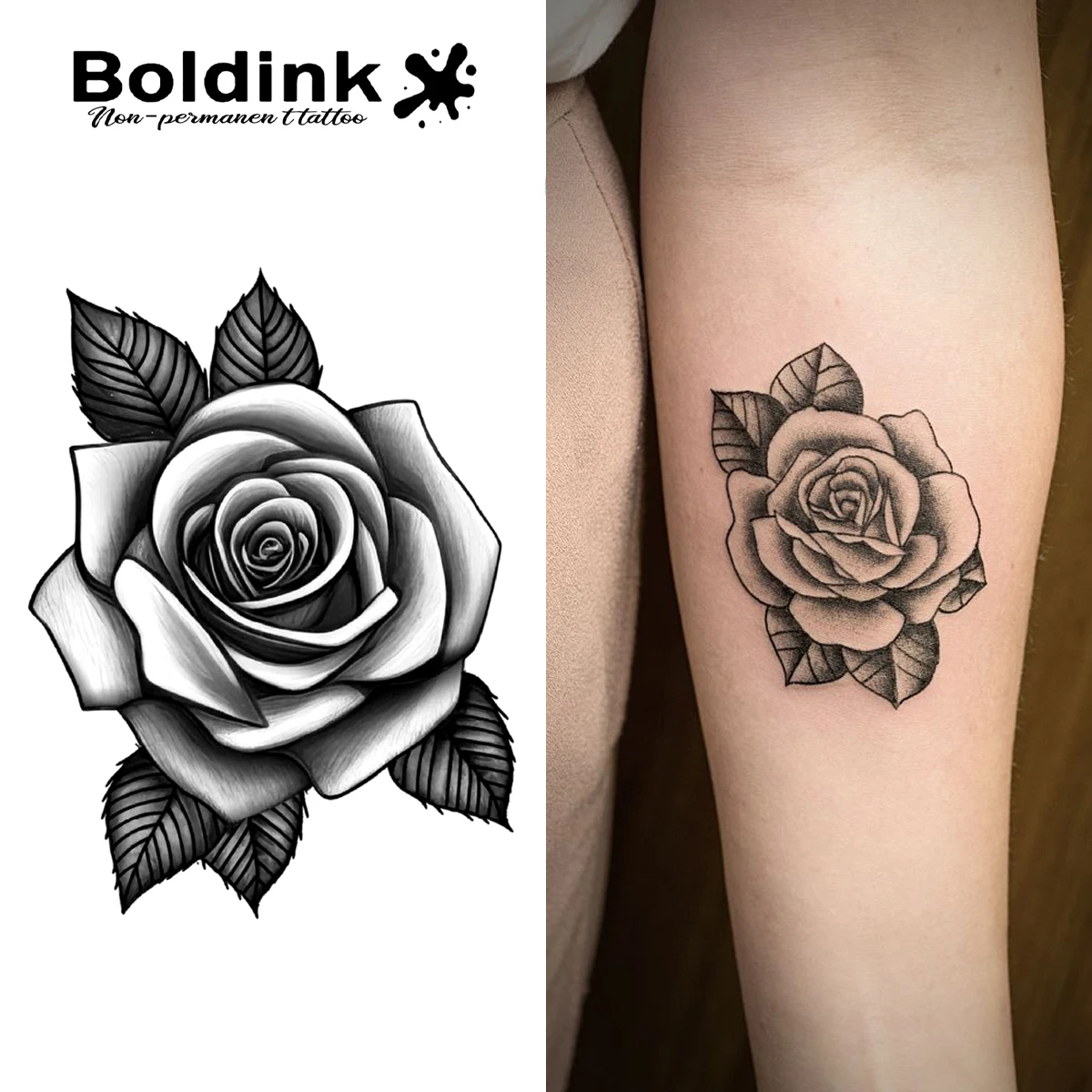 

Flower Temporary Tattoo,Lasts To 15 Days New Technology Magic Waterproof Semi Permanent Sticker.