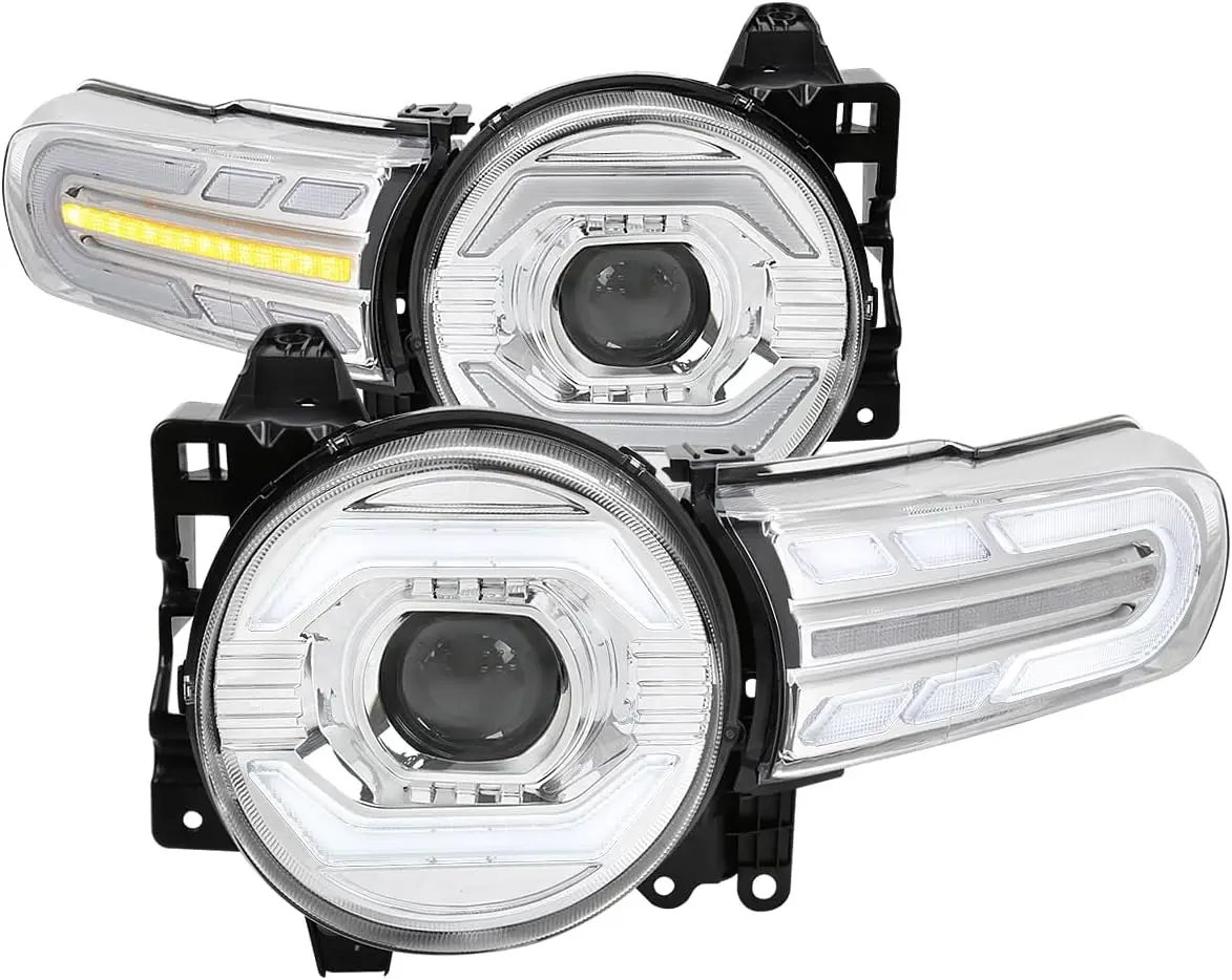

Chrome Projector Headlights w/LED Sequential Turn Signals and Startup Animation Compatible with 2007-2014 Toyota FJ Cruiser, Lef