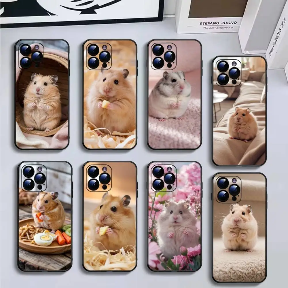 

Cute Lovely Pet Hamster Phone Case For iPhone16,15,14,13,12,11 Plus,Pro Max,XS,X,XR,SE,Mini,8,7,Soft Black Cover