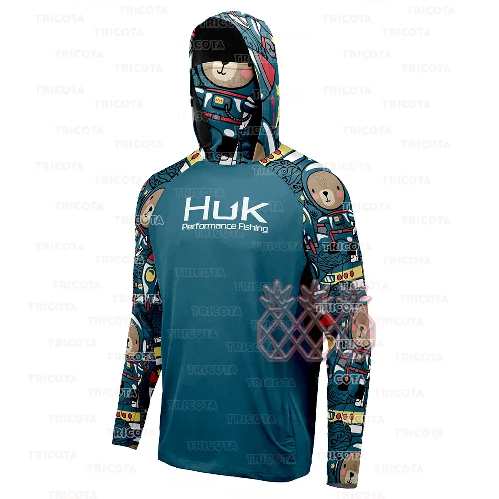 

HUK Fishing Shirts Face Cover Fishing Clothing Men's Sun Uv Protection Breathable Cartoon Fishing Hoodie Jersey Camisa De Pesca