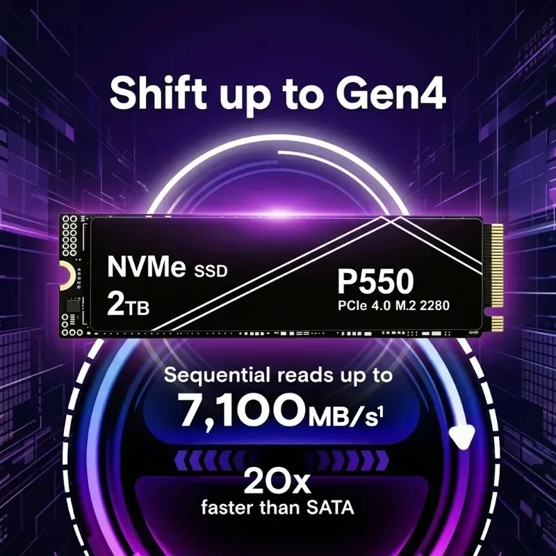 Portable P550 SSD 1TB 2TB 4TB PCIe 4.0 Gen4 Performance NVMe External Solid State Drive for Gaming PC Laptop and PS5