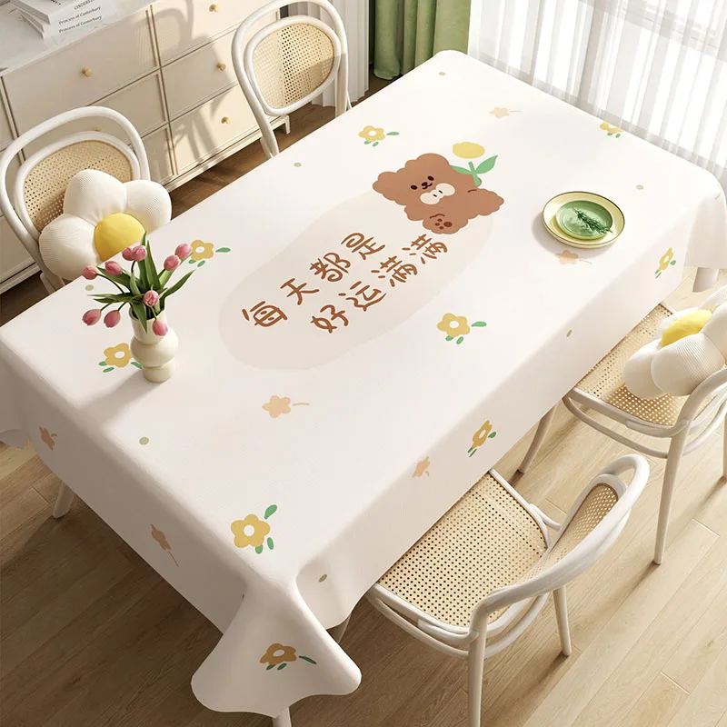 Cartoon Cute Printed Pvc Tablecloth Dopamine Easy-Care Waterproof Desk Cover Comfortable Reusable Furniture Protector for Party
