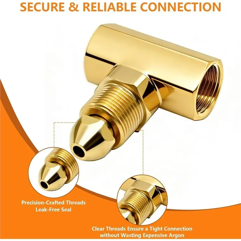 Adaptateur de gaz inertes A01F-Argon Y T-92 pour connecter 2 régulateurs à 1 bouteille, soudage TIG pour Argon/Hélium/Azote, CGA 580