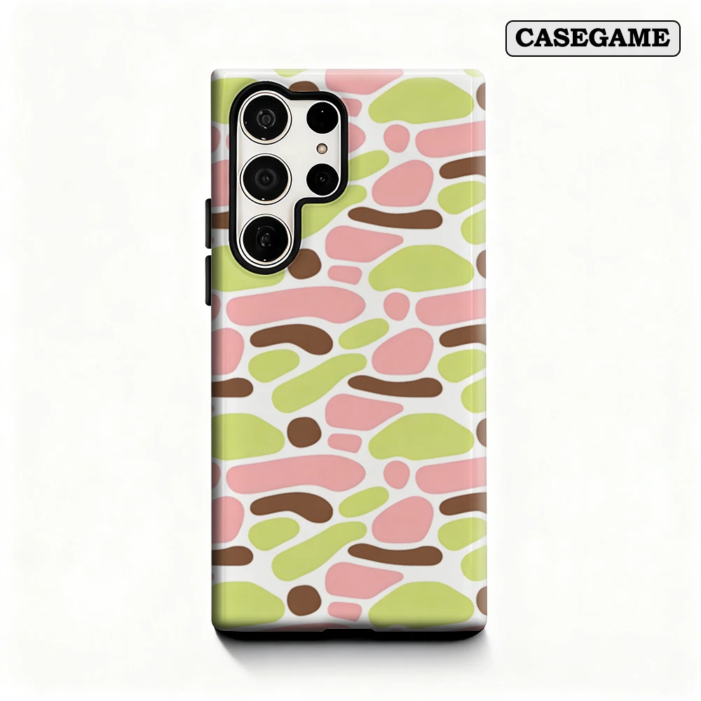 Casegame Phone Case for Samsung Galaxy S26 S25 Ultra S24 S23 Plus Shockproof Double Layer Tough Back Pastel Shapes Cover