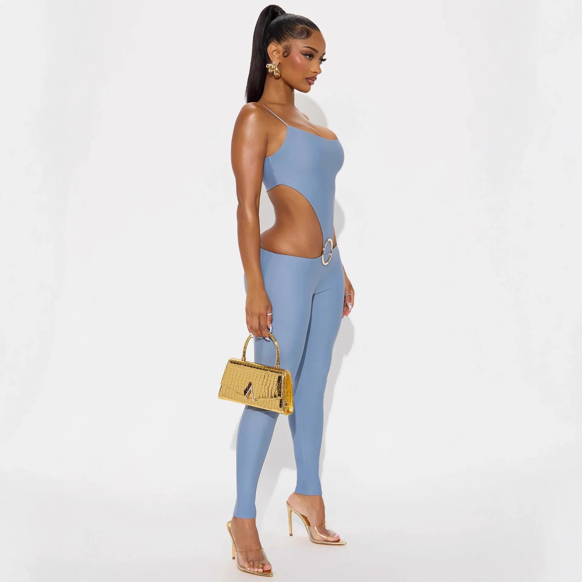 2025, europäische und amerikanische neue Damenbekleidung, modischer und sexy Hohl-Hosenträger-Overall, Taillen-enge Overall für Damen