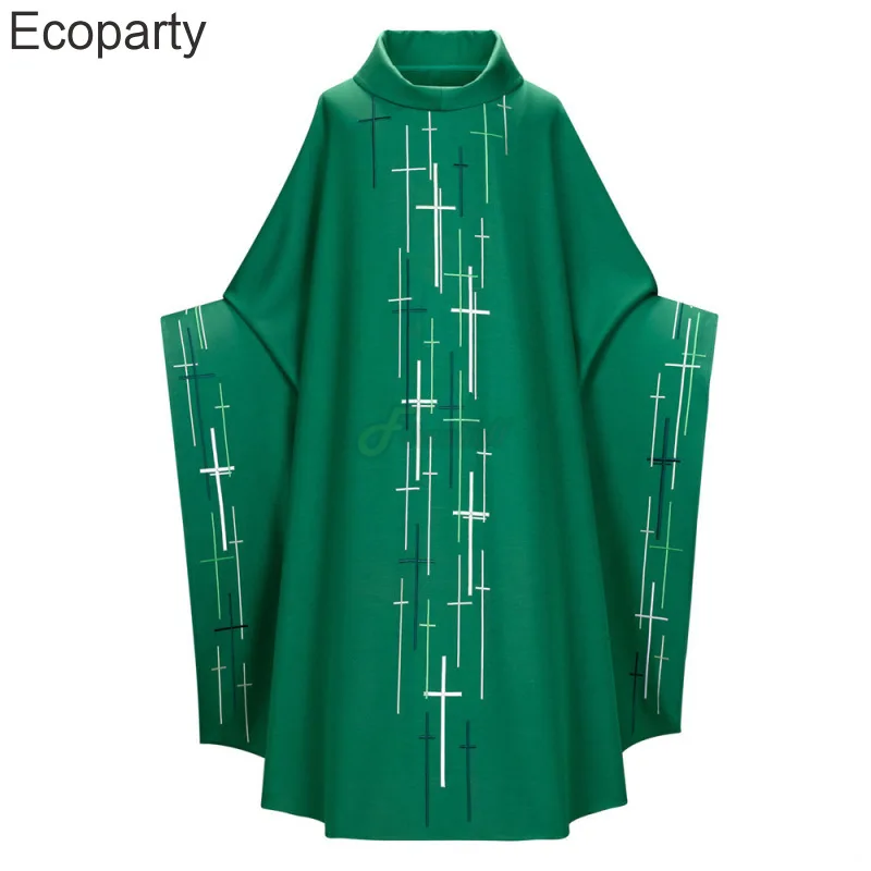 Medieval Retro Priest Monk Long Gown Cosplay Costume Cross Print Muslim Missionary Cloak Cape Halloween Party Robe For Men Women