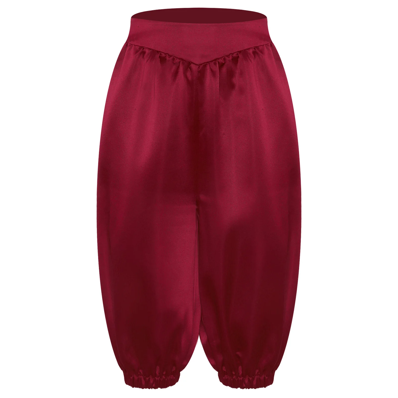 Kids Boy Girl Medieval Capri Pants Glossy Solid Color High Waist Lantern Pants for Christmas Halloween Party Cosplay Performance