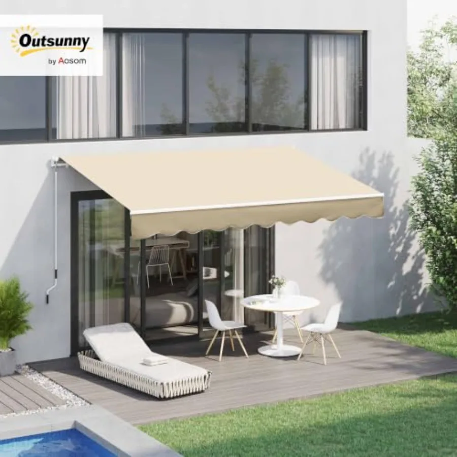 Patio Retractable Awning with Crank Handle