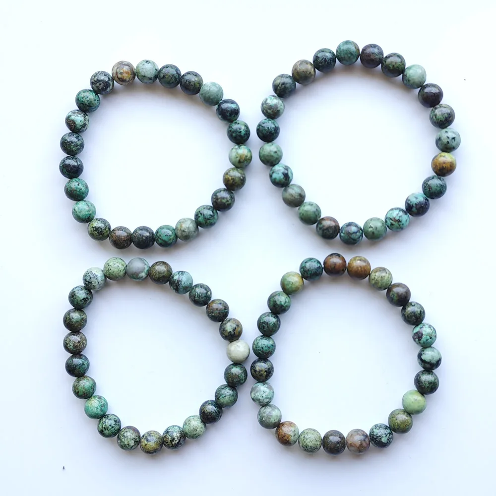 Natural Stone amazonite  African turquoise 8mm Beads Handmade stretch Bracelets & Bangles Gift for women jewelry Wholesale 6pcs