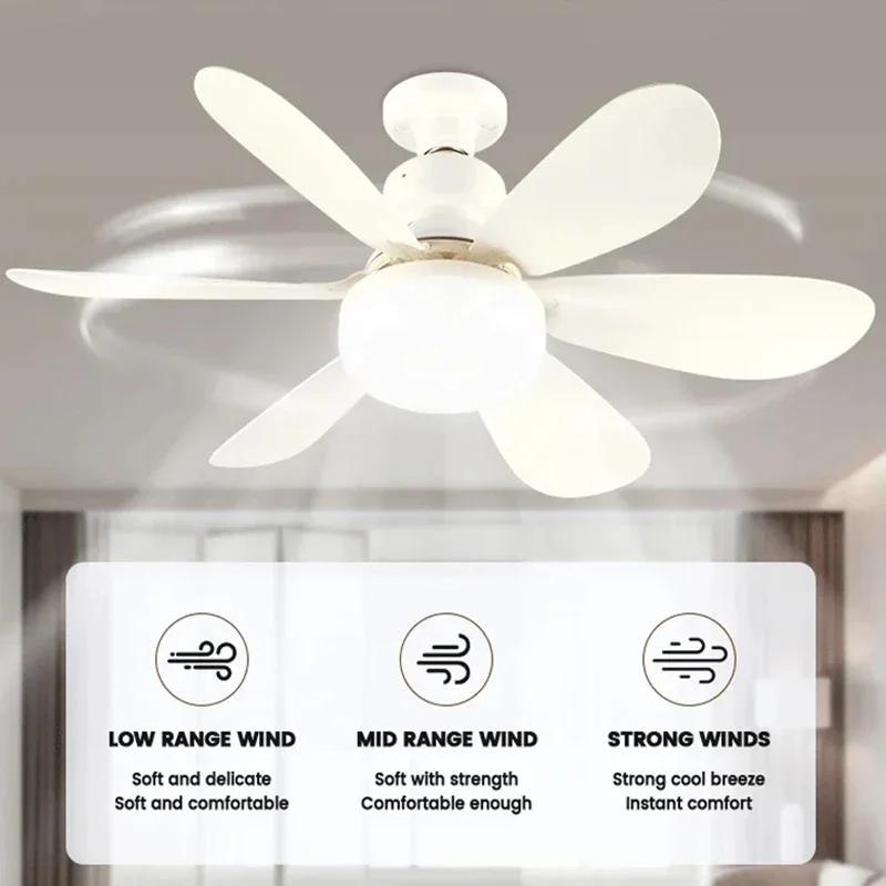 Luces LED para ventilador de techo con Control remoto, enchufe E27, atenuación, luz de ahorro de energía con ventilador silencioso, baño, dormitorio, hogar y cocina