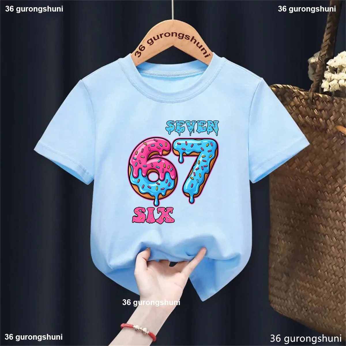 

Hot Sale Ice Cream Six Seven 67 Meme Printed T Shirt Girls/Boys Funny Kawaii Kids Clothes Summer Short Sleeve Shirt