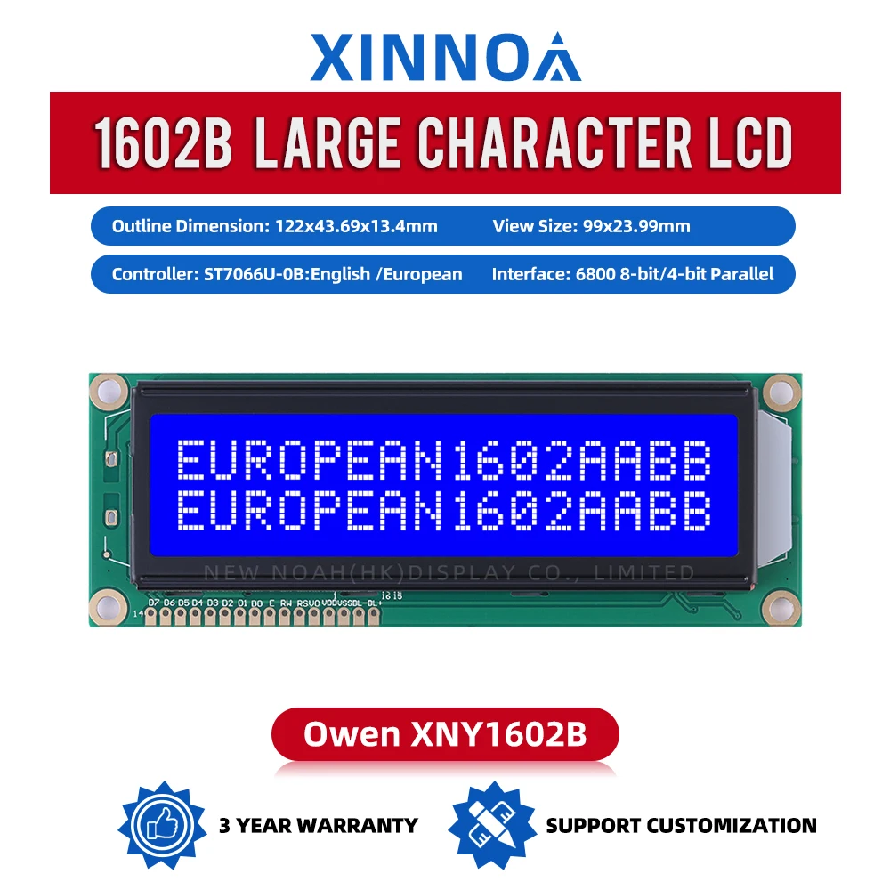 الأوروبي الأزرق فيلم الأبيض رسائل 1602B 16X2 نقطية مصفوفة شخصية 2*16 LCD 122*44 مللي متر ST7066U شخصية كبيرة نقطية الشاشة