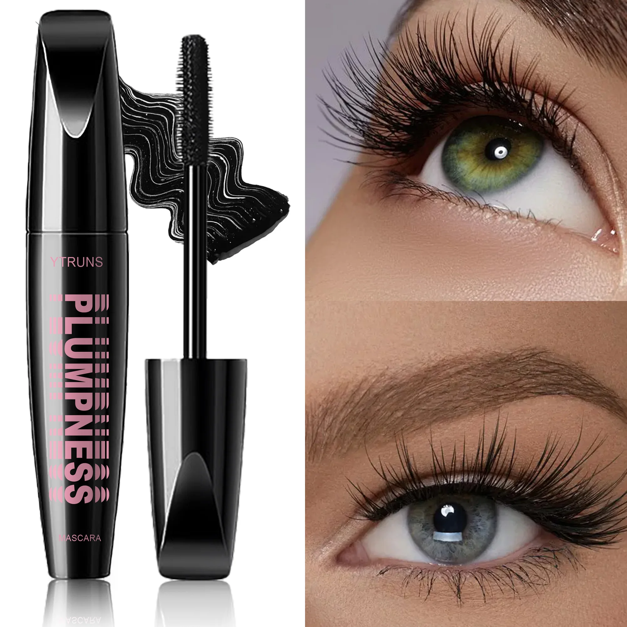 Rímel volumizador de fibra de seda 4D - Maquiagem de extensão de cílios de longa duração, à prova d'água, à prova de manchas, alongamento e espessamento