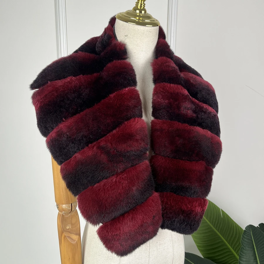 Kołnierz z prawdziwego futra Najlepiej sprzedająca się moda zimowa Ciepłe, wysokiej jakości naturalne mankiety z futra królika Rex