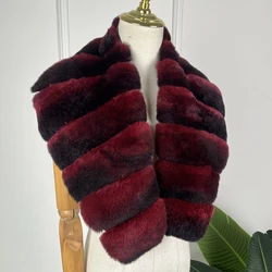 Cuello de piel auténtica de conejo Rex Natural, puños cálidos de alta calidad, moda de invierno, superventas