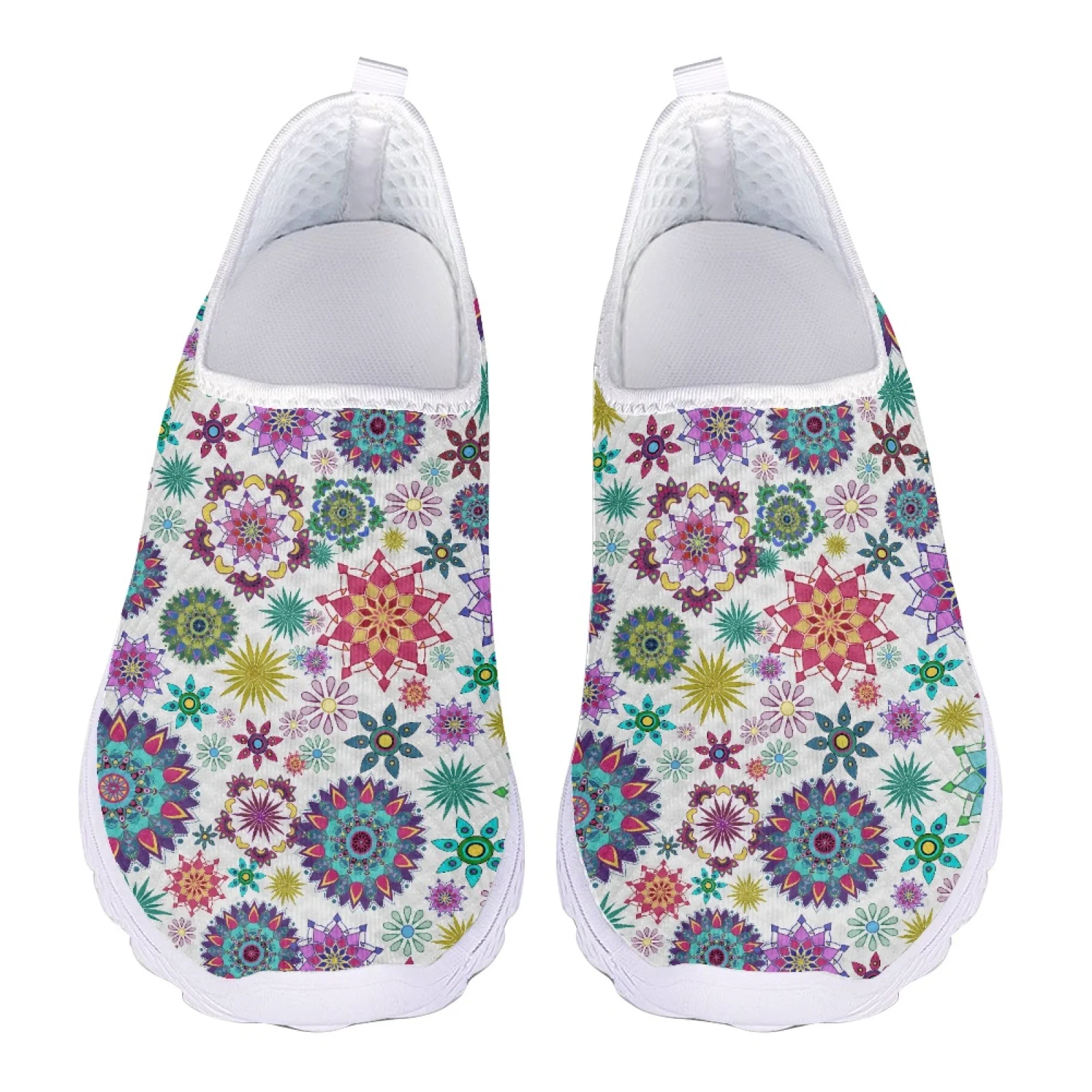 

White Mandala 3D Print Woman Loafers Women Slip On Flats Summer Ladies Sneakers Mesh Casual Shoes Summer Female Beach Shoes