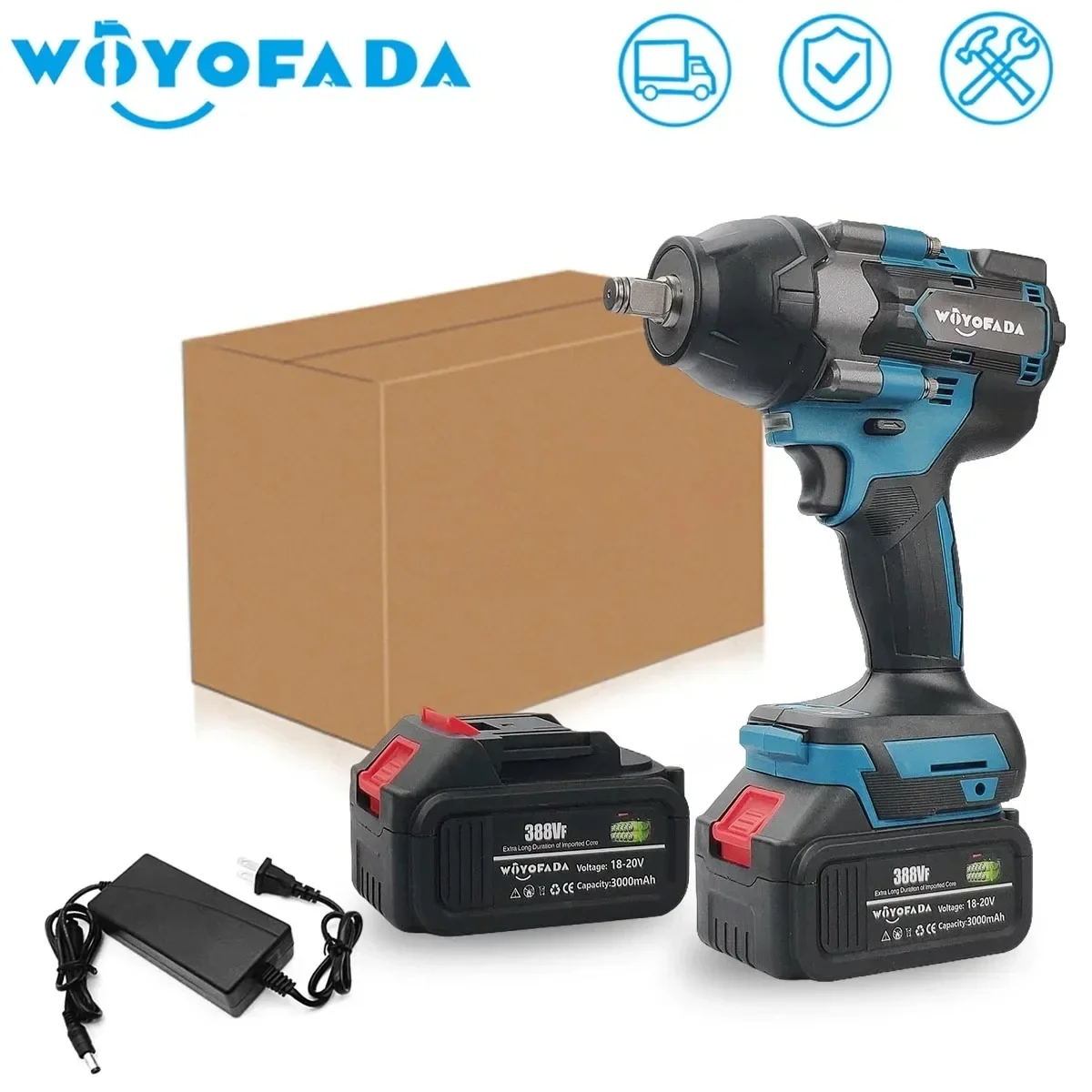 WOYOFAD 1800 N.M Torque Brushless Electric Impact Wrench 1/2 inch Cordless Wrench For Trucks Power Tool For Makita 18V Battery