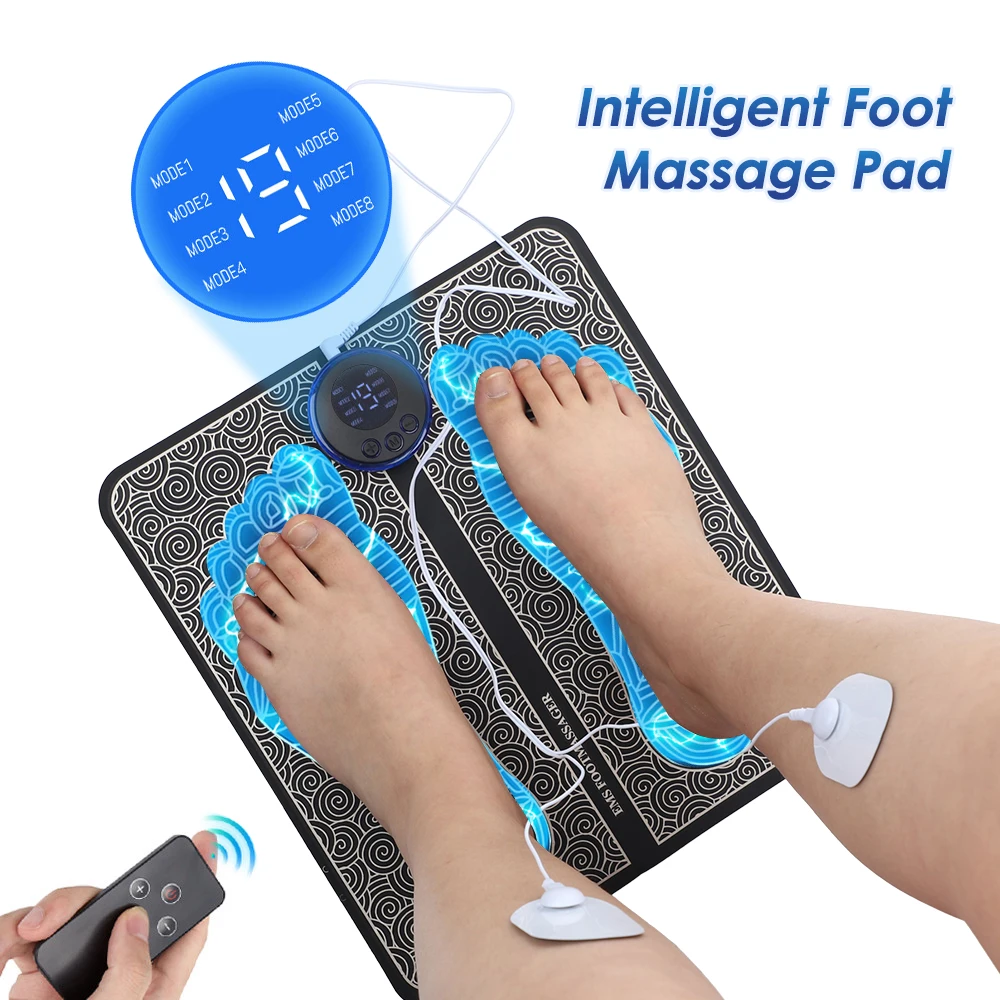 

Electric EMS Foot Massager Mat Muscle Stimulator Foldable Cushion 8 Modes 19 Levels Improve Blood Circulation Pad Pain Relief
