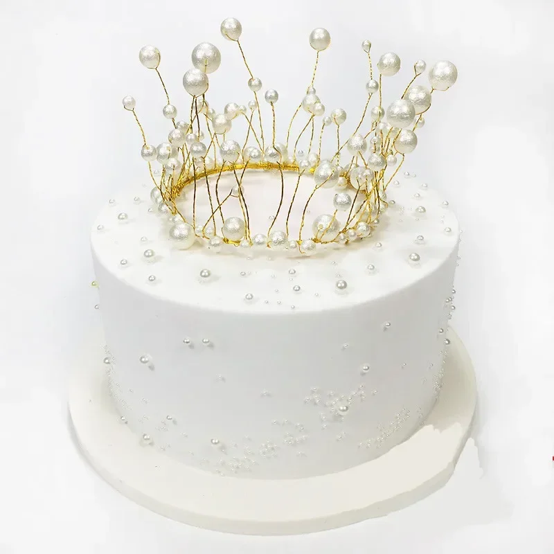 

Модель торта Корона с жемчугом Искусственная имитация Модель торта на день рождения Инструмент Пластиковая модель Окно Шоу Опора для съемки Свадебное украшение