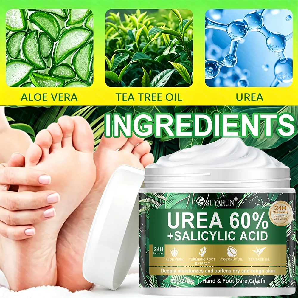 SUYARUN 60% Urea Foot Care Cream, suit for cracked heels and dry skin - deep moisturizing treatment, exfoliation, no blind spots view 2