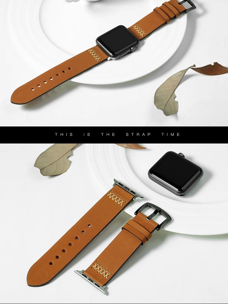 Genuine leather strap For Apple watch band 44mm 45mm 41mm 40-42mm 46mm bracelet correa iWatch series 10 5 6 SE 7 8 9 ultra2 49mm