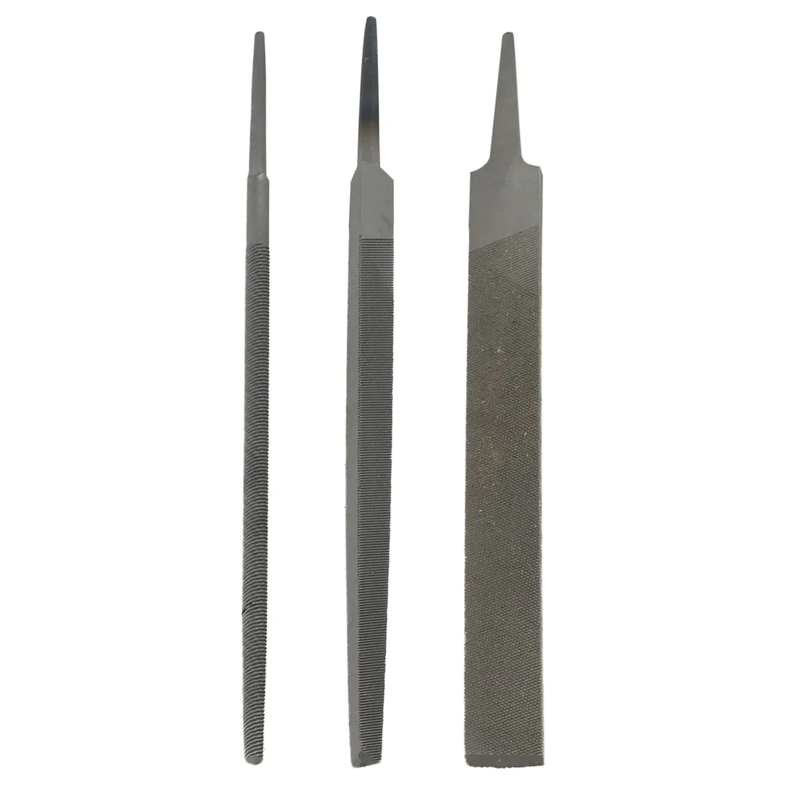 3pcs 6Inch 150mm Steel Files Without Handle Round Triangular Flat Files Set Medium-Toothed Steel Files For Metalworking Tools