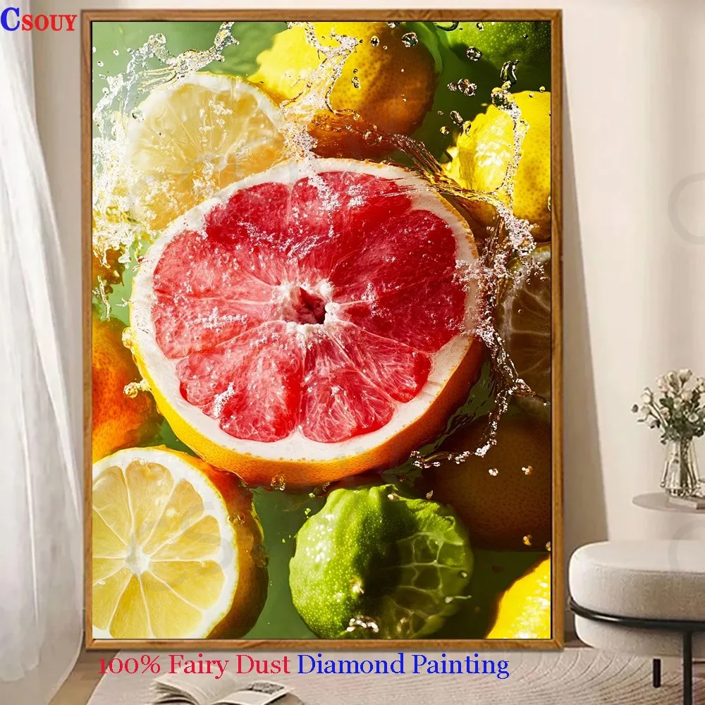 

Набор для вышивания алмазной мозаикой «100% Волшебная пыль»: свежие лимоны и помело, квадратная мозаика, декор для дома, рукоделие, кристаллы