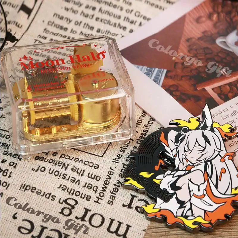 Genshin darbe Kiana Kaslana müzik kutusu rozeti ile Honkai darbe 3 şekil ay Halo Anime kiti oyuncaklar noel Birthaday hediyeler