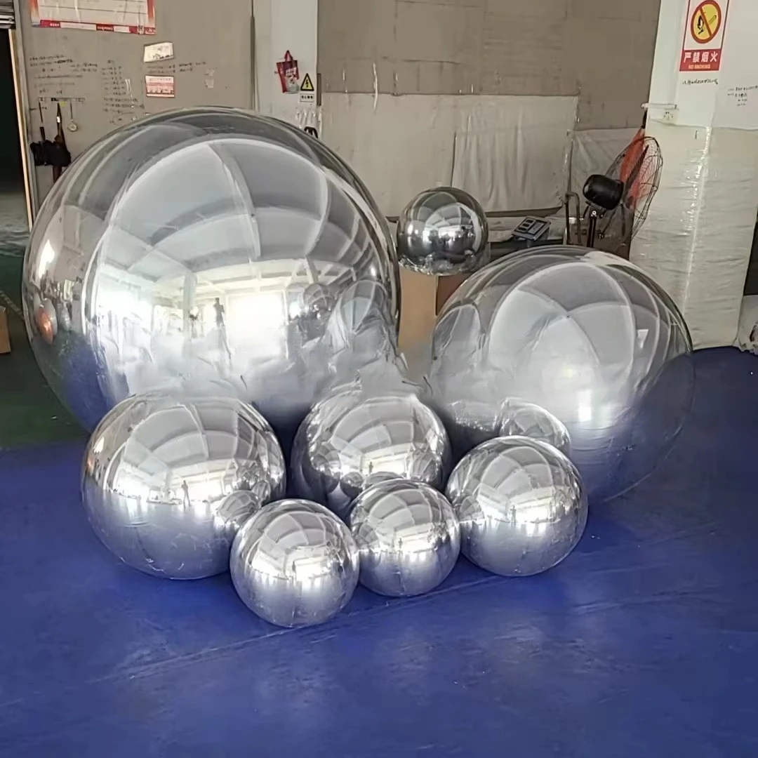 Giant Hanging Inflatable PVC Disco Mirror Ball Silver Iridescent Shiny Color Mirror Ball Decorative Ball