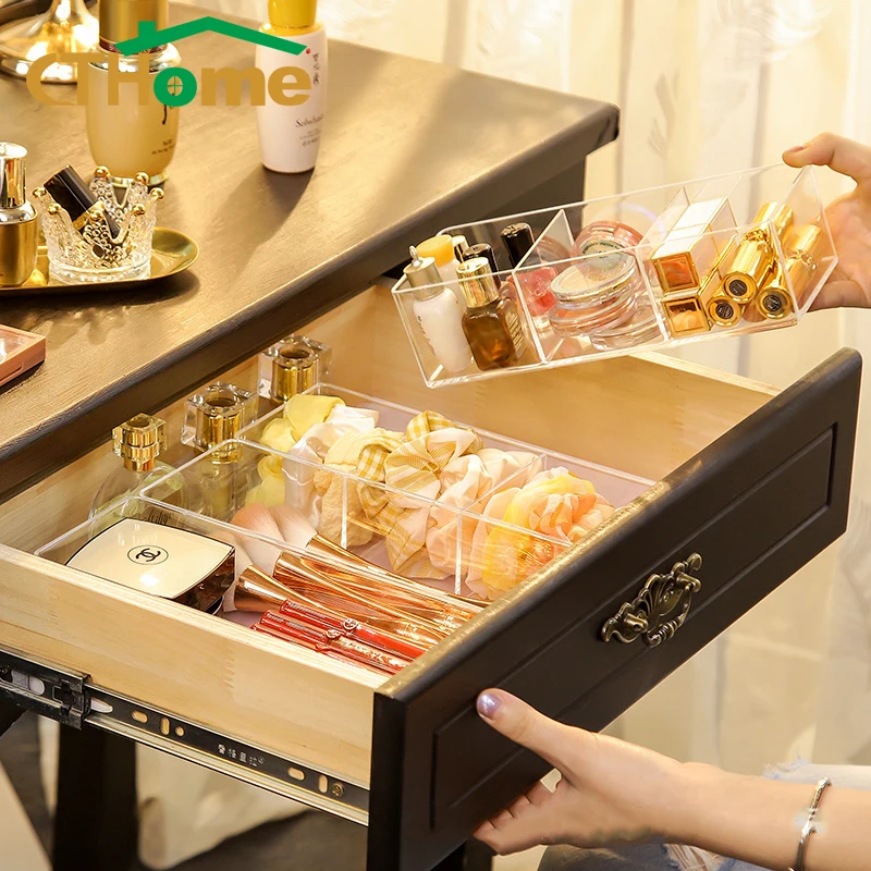 

Acrylic Makeup Organizer for Storage Boxes Desktop Cosmetic Rack Lipstick Finishing Grid Box Layered Drawer Storage Display Box