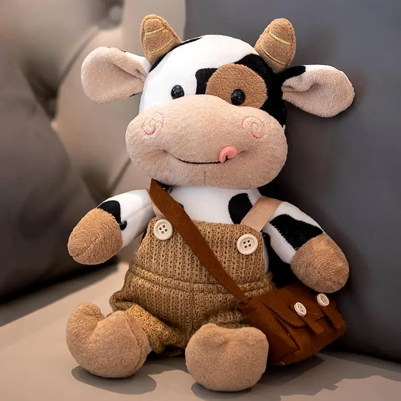 30CM MINISO Cute Cow Doll Cartoon Plush Stuffed Toy Backpack Kawaii Ragdoll Children's Gift Valentine's Day Birthday Gift