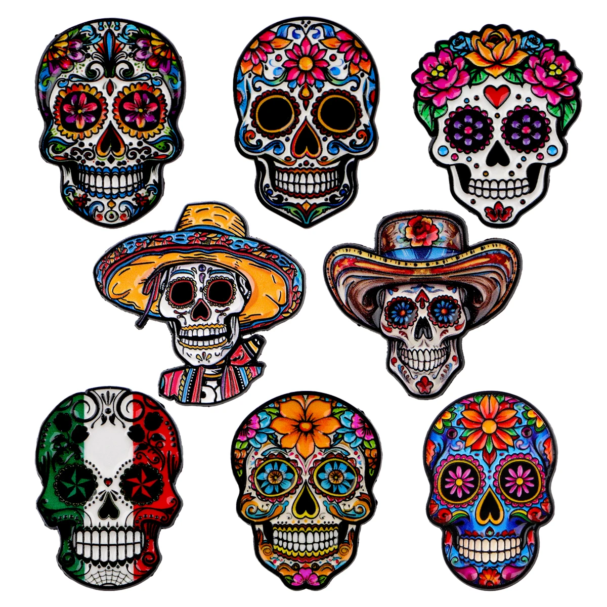 3/5 pçs/set Crânios e Flores Esmalte Pin Broches Para Alfinetes de Lapela Crachá em Mochila Acessórios Moda Jóias Presentes de Halloween