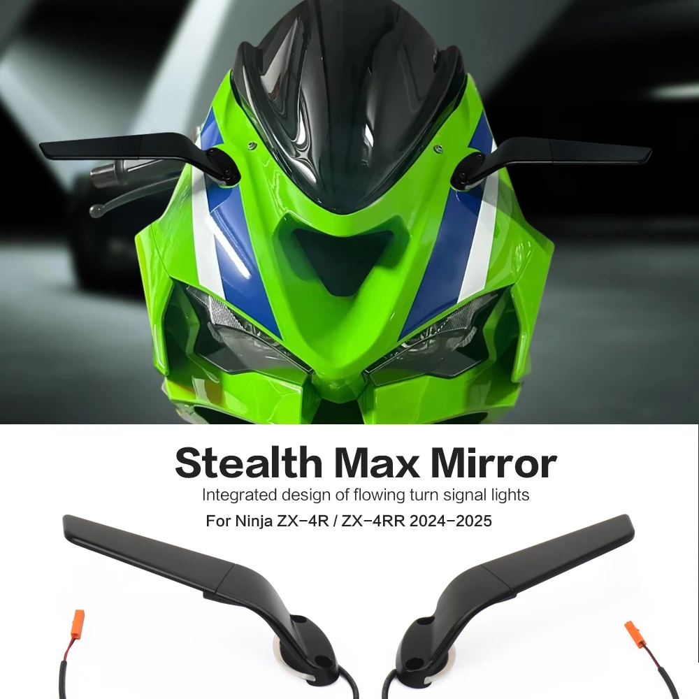 

NEW Rear View Mirrors For Kawasaki NINJA ZX4R ZX4RR ZX-4R ZX-4RR ZX 4R 4RR 2024 2025 Motorcycle LED Turn Signal Light Mirrors