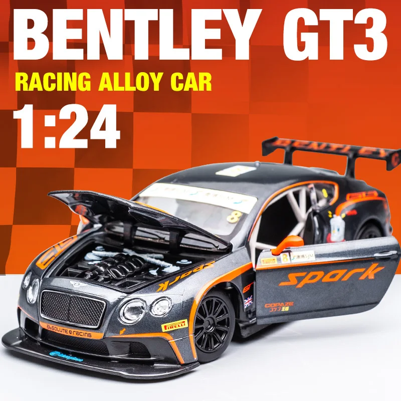 

1:24 Bentley Continental GT3 Alloy Car Diecasts & Toy Vehicles Car Model Sound and light Pull back Car Toys Gifts