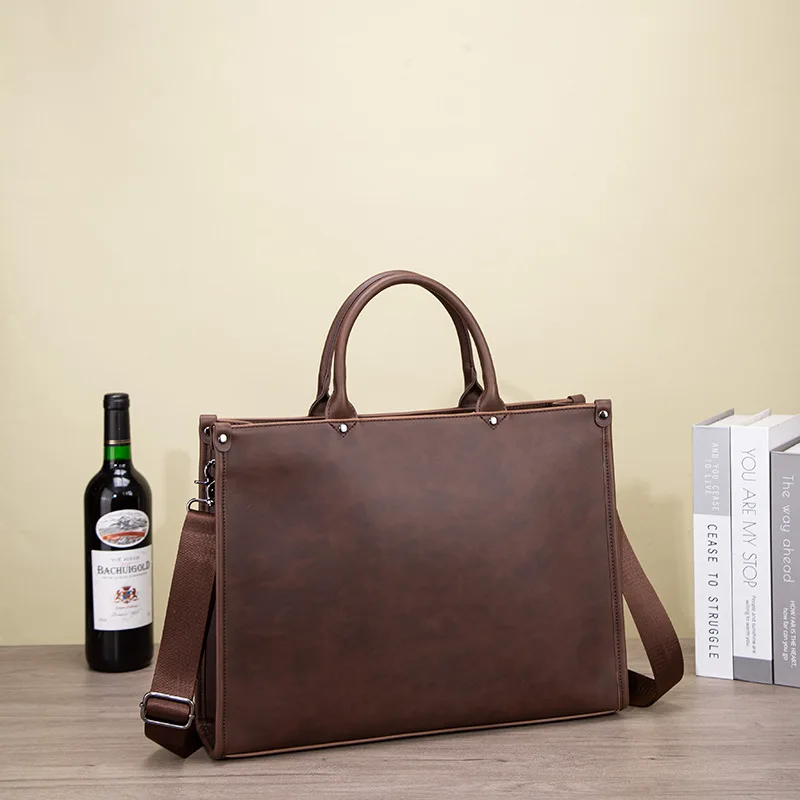 

Retro Men Briefcases Fashion Laptop Handbags Leather Men Shoulder Bags Male Business Bags