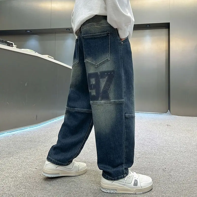 

Boys' Jeans 2025 New Spring Autumn Big Kids Korean Style Loose Fit Stretch Casual Fashionable Trendy Pants