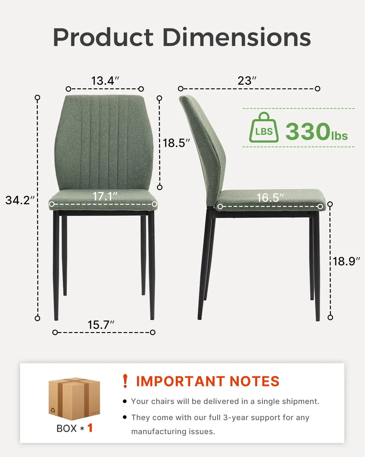 Dining Chairs Set of 4, Upholstered Modern Kitchen Chair, Green