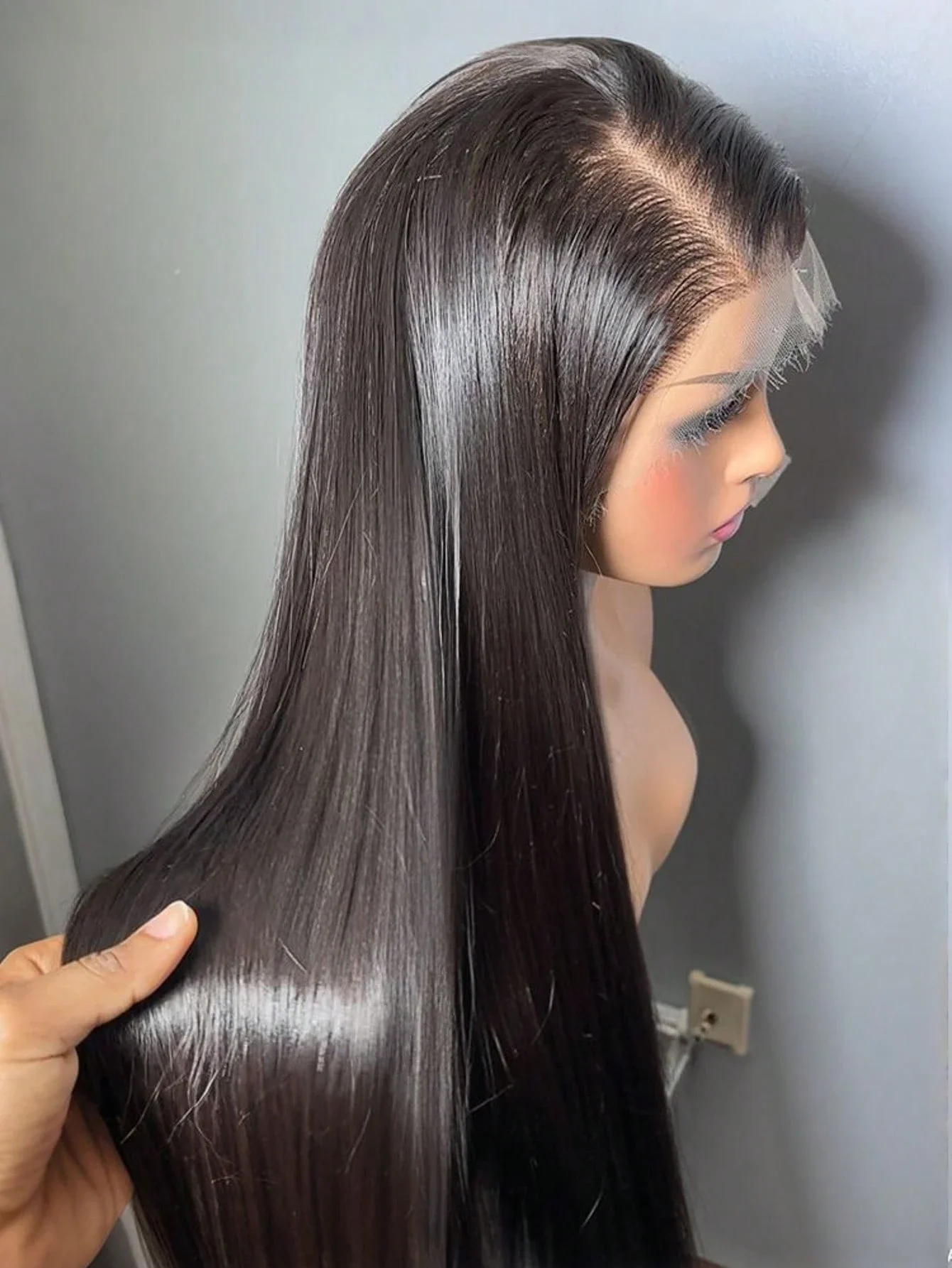 16-42 Zoll Glatte Brasilianische Echthaar-Perücke 250% Dichte HD Transparente Lace Frontal 13x4/13x6 Vorgezupftes Babyhaar Natürlicher Haaransatz für Frauen