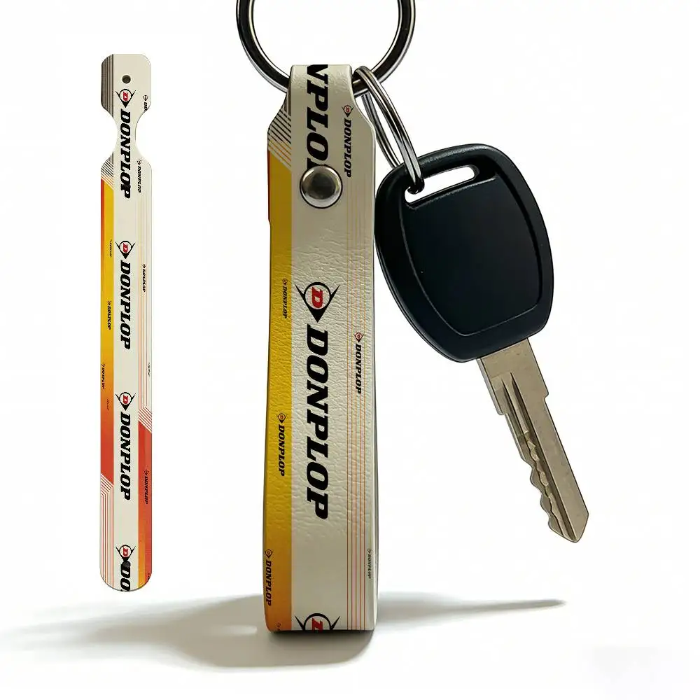 

For Dunlop High Quality PU Leather Moto Keychain Vintage Style Key Pendant For Scooter Motocross