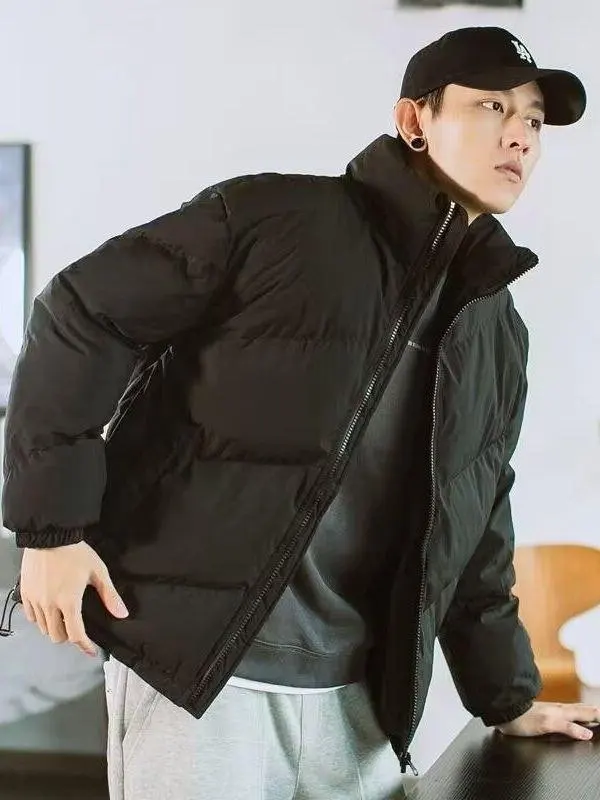 

Мужская зимняя куртка свободного кроя с подкладкой Thiened Fce, модное универсальное хлопковое пальто, теплая студенческая мужская куртка-бомбер