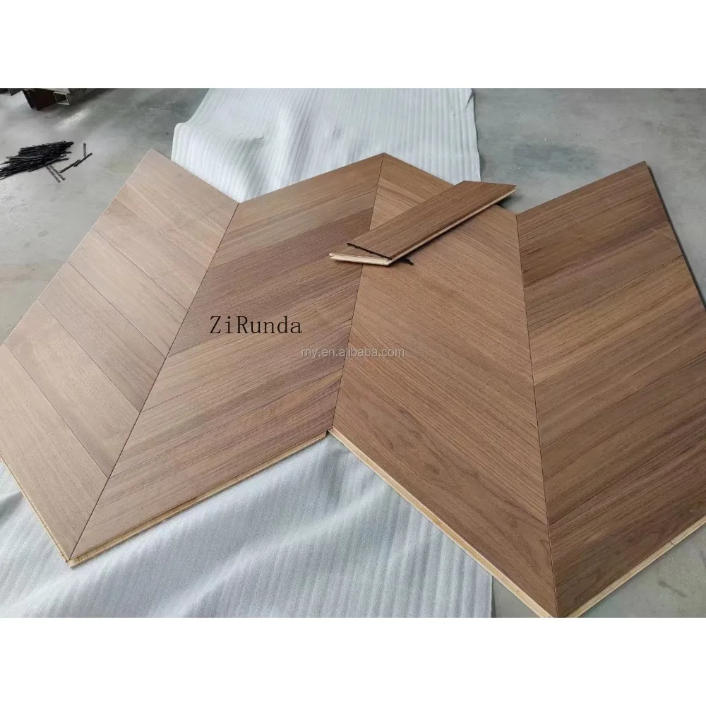 맞춤형 호두나무 헤링본 원목 바닥재, 원목 바닥재, 원목 타일