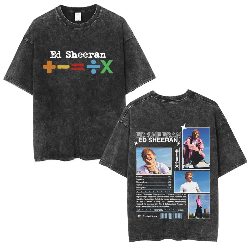 

Washed Vintage Ed Sheeran European Tour 2025 T Shirts Men Women Cotton Casual Short Sleeve T-shirt Man Fashion Oversized T Shirt