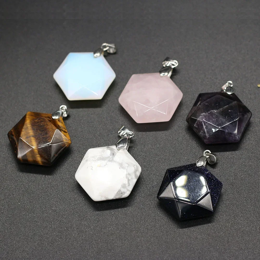 Natural Stone Pendant irregular shape Faceted Semi-Precious Exquisite Charm for Jewelry Making DIY Necklace Earrings Accessories