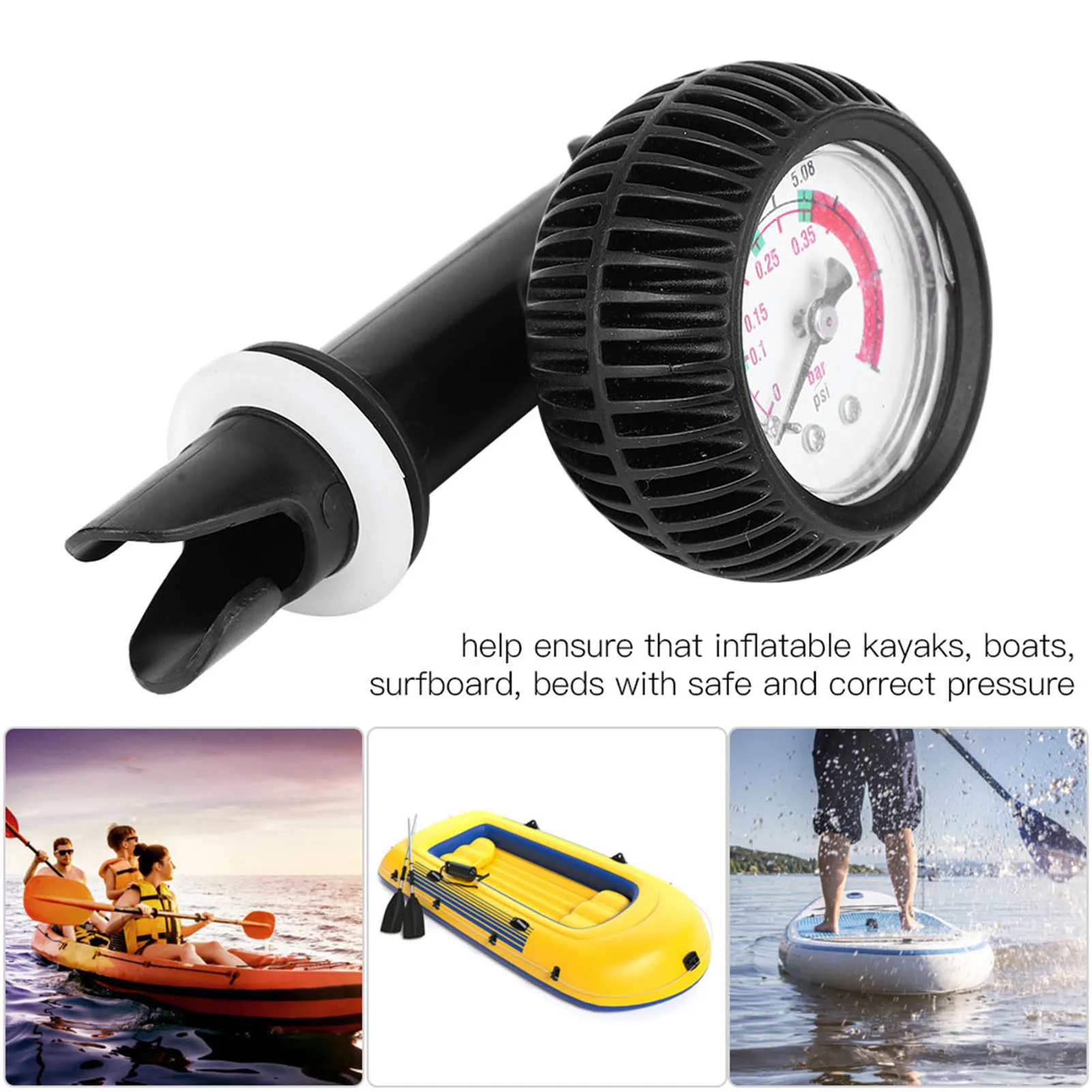 Air Pressure Gauge For Inflatable Kayak Boat Surfboard Pump Safety Barometer